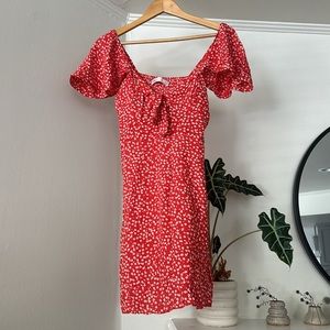 Zara red flutter sleeve dress - looks like reformation